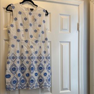 Ann Taylor White and Blue Floral Dress